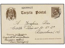 1157 ESPAÑA GUERRA CIVIL. 1940. REUS A BARCELONA. Entero Postal De <B>20 Cts.</B> Castaño Escrita Desde DEPÓSITO DE CONC - Other & Unclassified