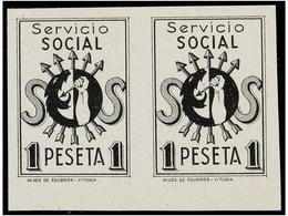 1161 ESPAÑA. <B>PRUEBA LITOGRÁFICA. 1 Peseta</B> Negro En Pareja, <B>SERVICIO SOCIAL.</B> - Autres & Non Classés