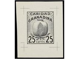 1163 ESPAÑA. <B>PRUEBA LITOGRÁFICA. 25 Cents. </B>negro<B> CARIDAD GRANADINA.</B> - Otros & Sin Clasificación