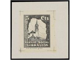 1165 ESPAÑA. <B>PRUEBA LITOGRÁFICA. 5 Cts.</B> <B>AUXILIO SOCIAL GIBRALEON.</B> - Autres & Non Classés