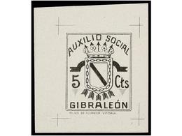 1166 ESPAÑA. <B>PRUEBA LITOGRÁFICA. 5 Cts.</B> <B>AUXILIO SOCIAL/GIBRALEON.</B> - Otros & Sin Clasificación