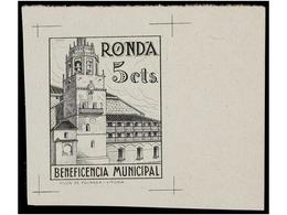 1172 ESPAÑA. <B>PRUEBA LITOGRÁFICA. 5 Cts.</B> <B>BENEFICENCIA MUNICIPAL/RONDA.</B> - Autres & Non Classés