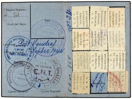 1182 ESPAÑA GUERRA CIVIL. 1944. <B>CARNET DEL MOVIMIENTO LIBERTARIO ESPAÑOL EN FRANCIA. C.N.T.</B> Con 11 Viñetas-cupone - Sonstige & Ohne Zuordnung