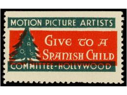 1186 ESPAÑA GUERRA CIVIL. 1937. Viñeta Editada En USA. <B>GIVE TO A SPANISH CHILD, COMMITTEE HOLLYWOOD </B>(Afinet 2066) - Other & Unclassified