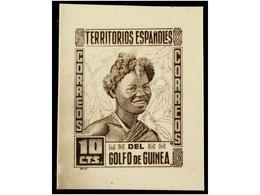 1229 COLONIAS ESPAÑOLAS: GUINEA. <B>PRUEBA FOTOGRABADA. 10 Cts.</B> Castaño Para Los <B>TERRITORIOS ESPAÑOLES DEL GOLFO  - Altri & Non Classificati