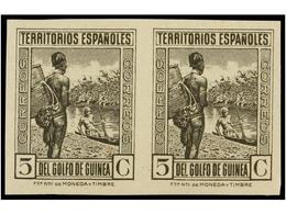 1233 ** COLONIAS ESPAÑOLAS: GUINEA. Ed.264s (2). <B>5 Cts.</B> Castaño Claro. Pareja<B> SIN DENTAR.</B> No Reseñada. MUY - Andere & Zonder Classificatie