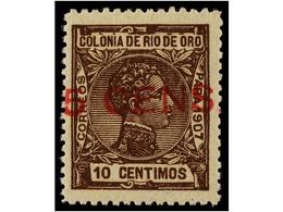 1266 ** COLONIAS ESPAÑOLAS: RIO DE ORO. Ed.37A. <B>5 Cens. S. 10 Cts.</B> Castaño<B> VALOR COMPLEMENTARIO.</B> MAGNÍFICO - Altri & Non Classificati