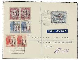 1276 COLONIAS ESPAÑOLAS: TANGER. Ed.100 (2), 103 (2), 104 (2). 1939. TANGER A SUIZA. Precioso Franqueo Incluyendo El <B> - Altri & Non Classificati