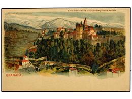 2855 TARJETAS POSTALES. <B>GRANADA. </B>Vista Del Alhambra. Cromolitografía Con Transparencias. (N/C). - Autres & Non Classés