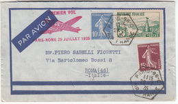 Volo Congiunto Ala Littoria / Air France - Primo Volo Parigi - Marsiglia - Roma  29.7.1935 - Marcofilía (Aviones)