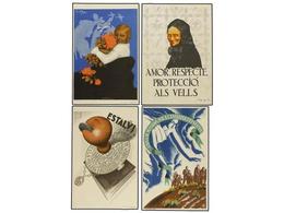 3385 TARJETAS POSTALES. <B>PUBLICIDAD. CAIXA DE PENSIONS. </B>Carteles. Conjunto De 30 Tarjetas Ilustradas Por CLAVE, MA - Other & Unclassified