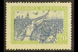 1930-31  20 Pesos, Blue & Yellow Green, SG 609, Fine Mint With One Short Perf  At Base. Elusive Stamp For More Images, P - Otros & Sin Clasificación