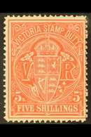 VICTORIA  1884-96 5s Rosine Stamp Duty Series Perf 12½, SG 270, Fine Mint, Lovely Fresh Colour. For More Images, Please  - Altri & Non Classificati