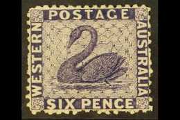 WESTERN AUSTRALIA  1864-79 6d Violet Perf 12½ WATERMARK SIDEWAYS Variety, SG 57b, Fine Mint, Very Fresh & Rare. For More - Sonstige & Ohne Zuordnung