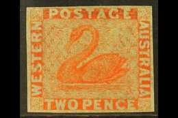 WESTERN AUSTRALIA  1860-64 2d Orange-vermilion, SG 25, Fine Mint With 4 Margins. For More Images, Please Visit Http://ww - Otros & Sin Clasificación