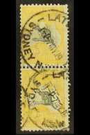 1915-27  5s Grey And Yellow, SG 42, Used Vertical Pair, Some Minor Faults, But With Clear Readable Postmarks (2 Stamps)  - Otros & Sin Clasificación