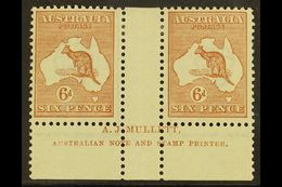 1923-24  6d Chestnut Kangaroo, SG 73, MULLETT Imprint Gutter Pair From Plate 4, BW Spec 21zc, Very Fine Mint. For More I - Altri & Non Classificati