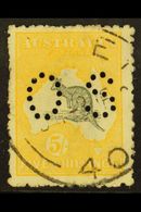 OFFICIAL  1915 5s Grey & Yellow, Punctured "O S" (smaller Letters, SG Type O2), Second Watermark, SG O37, Very Fine Used - Otros & Sin Clasificación
