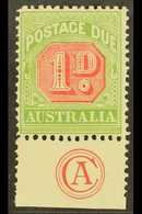 POSTAGE DUES  1909 1d Rosine And Yellow Green, Die 1, SG D64, Superb Marginal Mint With JB Cooke Monogram. Scarce For Mo - Autres & Non Classés