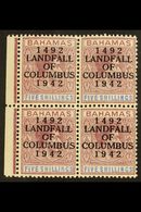 1942  5s Purple & Blue "Landfall Of Columbus" Overprint Ordinary Paper, SG 174a, Very Fine Never Hinged Mint Marginal BL - Altri & Non Classificati