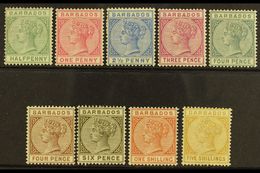 1882-86  Victoria "Portrait" Set, SG 89/103, Fine Mint (9 Stamps) For More Images, Please Visit Http://www.sandafayre.co - Barbados (...-1966)