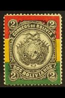 1897  2b Red, Yellow, Green & Black, Scott 54, Never Hinged Mint. For More Images, Please Visit Http://www.sandafayre.co - Bolivië