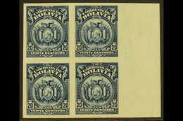 1923-7  20c Slate-blue, Coat Of Arms, IMPERFORATE BLOCK OF 4, Scott 132, Fine Unused. For More Images, Please Visit Http - Bolivia