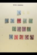 1865-1951 FINE USED COLLECTION  On Leaves, Inc 1865 1d, 1872-79 Perf 12½ 1d (x2), 6d & 1s (x2) And Perf 14 To 1s (x2) Sh - Honduras Britannique (...-1970)