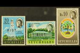 1968 VARIETIES  A Mint Trio That Includes 20c "No Stop After I" (SG 4a), A 40c "No Stop After O" (SG 6b) & 10r "No Stop  - Territoire Britannique De L'Océan Indien