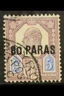 1902-05  80pa On 5d Dull Purple & Ultramarine SMALL "0" IN "80" Variety, SG 9a, Very Fine Cds Used, Fresh & Attractive.  - Levant Britannique