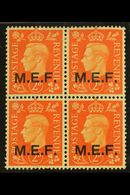 MIDDLE EAST FORCES  1942 2d Orange, SG M2, Very Fine Mint Block Of Four Including Sliced "M" Variety, SG M2a, The Variet - Africa Orientale Italiana