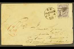 1858  (4 Jun) Env From Scotland To New Brunswick Bearing GB 6d 'no Corner Letters' Stamp Tied Glasgow Pmk & London Trans - Andere & Zonder Classificatie