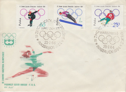 Enveloppe  FDC  1er  Jour   POLOGNE   Jeux  Olympiques    INNSBRUCK   1964 - Hiver 1964: Innsbruck