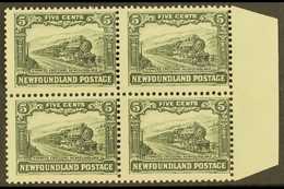 1928  5c Slate Grey, Line Perf 14-13½, Express Train, SG 168a, Superb Marginal NHM Block Of 4. For More Images, Please V - Other & Unclassified