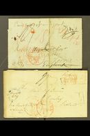 1837-1839 MAIL TO GREAT BRITAIN.  Two Part Entire Letters Addressed Via New York To London And To Scotland (with Two Sco - Sonstige & Ohne Zuordnung