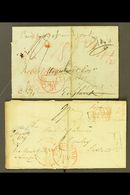 1837-1839 MAIL TO GREAT BRITAIN.  Two Part Entire Letters Addressed Via New York To London And To Scotland (with Two Sco - Otros & Sin Clasificación