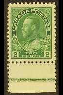 1911-25  2c Green Admiral (Unitrade 107) With 40% Type D-INV LATHEWORK In Lower Sheet Margin, Fine Never Hinged Mint. Fo - Altri & Non Classificati