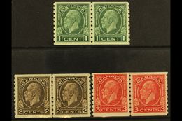 1932-33  Coil Stamps Imperf X Perf 8½ Complete Set, SG 326/28, Fine Mint (1c & 3c Are NHM) Horiz PAIRS, Very Fresh. 93 P - Other & Unclassified