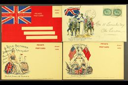 PATRIOTIC POSTCARDS  Circa 1900 Group Of Three Different Unused Private Post Cards In Colour With "Rule Britannia", "Ang - Other & Unclassified
