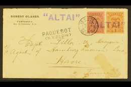 1901 PAQUEBOT S.S. "ALTAI" COVER.  1901 (Aug) Cover Addressed To France, Bearing 5c & 10c Stamps Tied By Straight-line V - Colombia