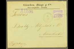 1902 S.S. "ATHOS" SHIP COVER.  1902 (Oct) Cover Addressed To England, Bearing 20c Stamp Tied By "Barranquilla" Postmark, - Kolumbien