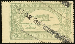 SCADTA  1921 (Oct) 30c On 50c Dull Green, SG 6 (Scott C20), Never Hinged Mint With Wide Straight Edge Sheet Margin At Le - Colombia