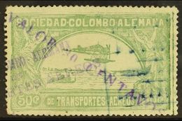 SCADTA  1921 30c On 50c Dull Green Surcharge In Violet, Scott C20 (SG 7, Michel 8 II), Fine Used, Expertized A.Brun, Fre - Colombie