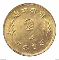 NEPAL ONE PAISA BRASS REGULAR CIRCULATION COIN 1957 KM-746 UNCIRCULATED UNC - Népal