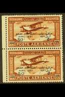 1931  50m On 27m Chestnut Zeppelin Overprint, SG 185, Fine Never Hinged Mint Left Marginal Vertical PAIR With One Stamp  - Otros & Sin Clasificación