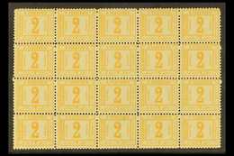 POSTAGE DUES  1888 2p Orange, Perf 11½ No Watermark, As SG D69, An Impressive NHM BLOCK OF 20 Forgeries. (20 Forgeries)  - Otros & Sin Clasificación