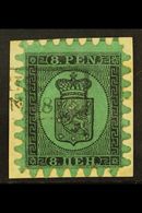 1866-67  8p Black/blue Green (Type II) Serpentine Roulette, SG 45, Fine Used On Piece, One Short Tooth To Left Side For  - Autres & Non Classés