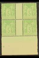 1898-1900  5c Yellow-green Sage Type III, Yvert 102, SG 282, Fine Never Hinged Mint Marginal GUTTER BLOCK Of 4, Very Fre - Otros & Sin Clasificación