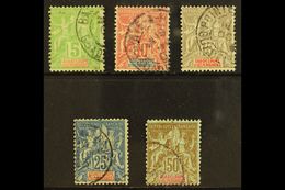 GUADELOUPE  1900-01 New Colours Set Complete, SG 48/52 (Yvert 40/44). Very Fine Used (5 Stamps) For More Images, Please  - Otros & Sin Clasificación