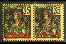 INDO-CHINA - CHUNGKING  1906 35c Black On Yellow, Pair With "T" Omitted From "Tch'ong King" Overprint, Yv 57, Maury 57a, - Autres & Non Classés